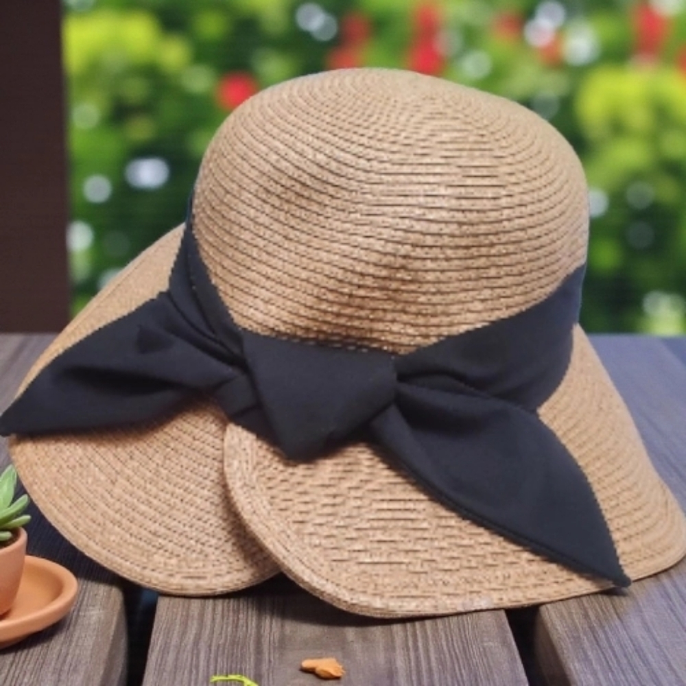 Straw Bucket Hat With A Bow Band